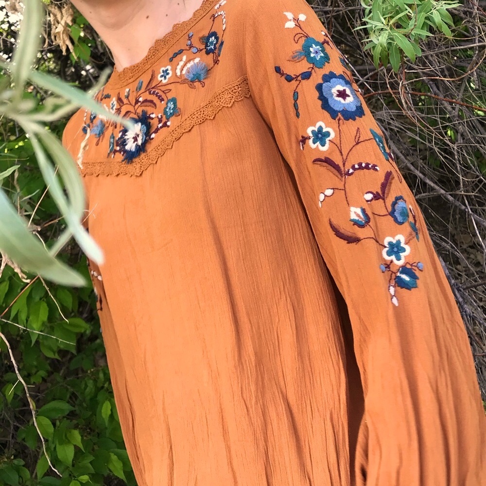 Mustard Embroidered Top